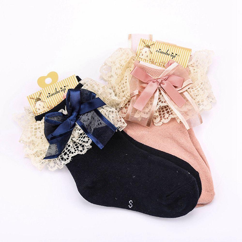 Fashion Sweet Baby Girls Short Big Bow Princess Socks Cotton Lace Frilly Ruffle