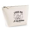 Trousse Beige J’peux Pas Je Suis Nounou J'peux Pas Minimaliste | Trousse De Toilette En Coton 3 L Avec Zip Métal Et Fond Plat