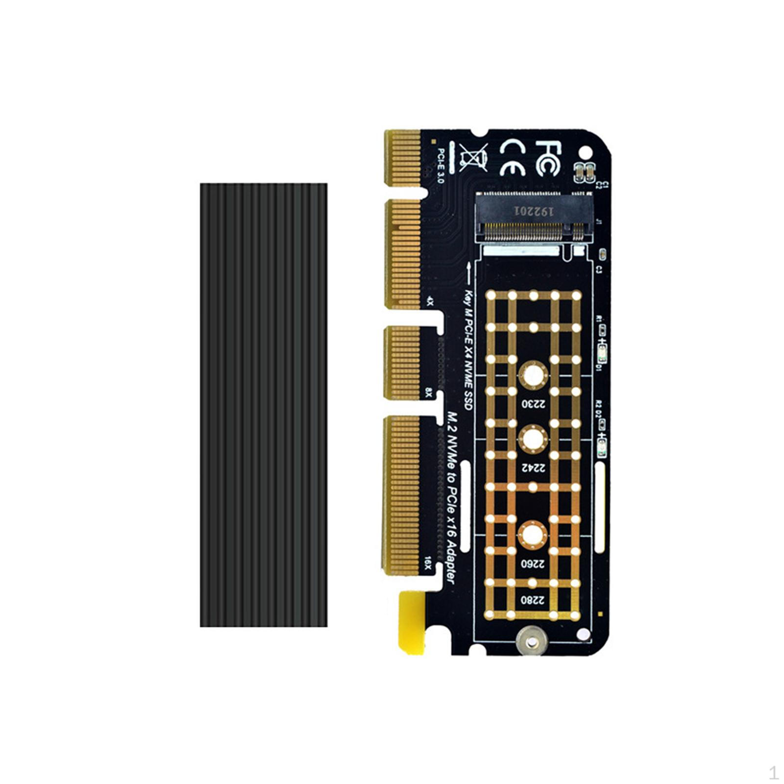 

M.2 SSD M 3.0 x16 Expansion Card, Support 2280, 2260, 2242, 2230, Low Profile to PCIe with Heat Sink