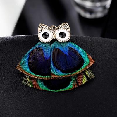 Retro Peacock Feather Owl Brooch, Elegant, Fashionable and High-end Handcrafted Accessory Brooch