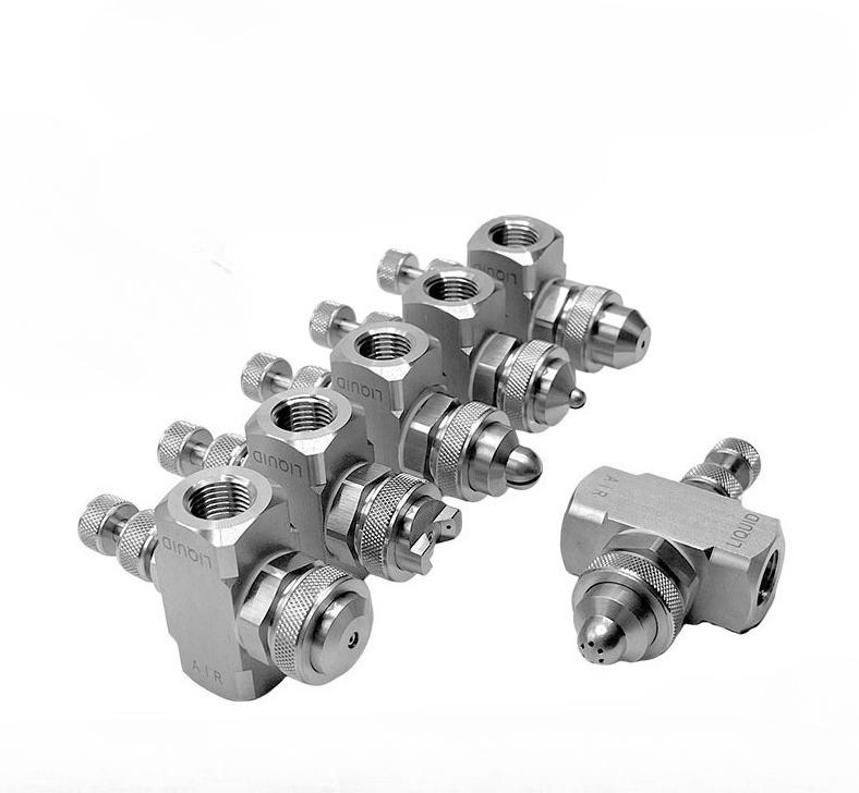 Air Atomizing Nozzle 1/4BSPT Misting Low Pressure Flat Fan Solid Cone Wide Angle Mix Type Spray Tip Nozzles