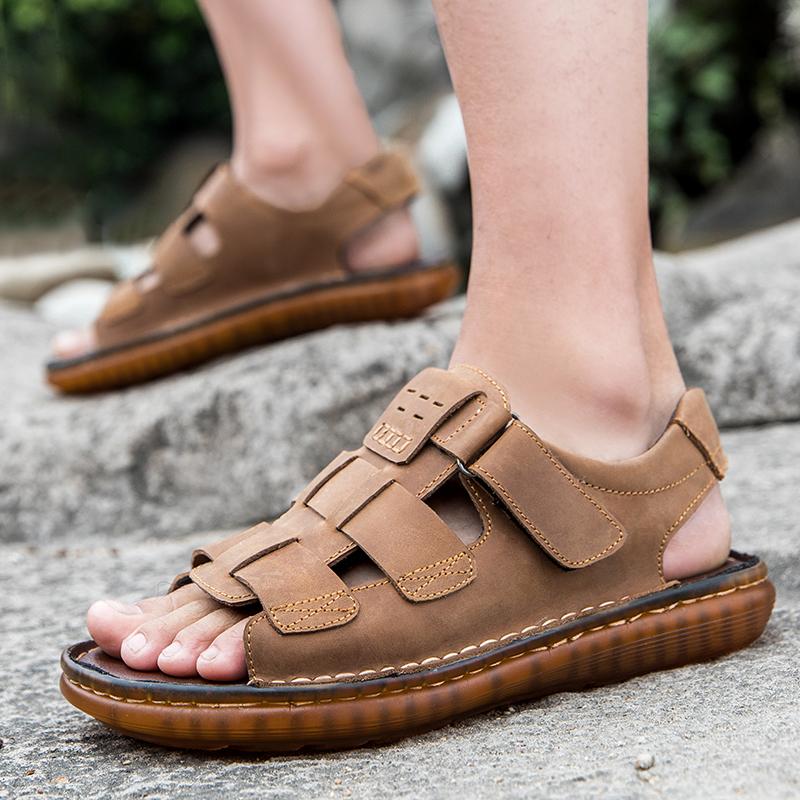 Sports summer sandals Quality genuine leather casual style Versatile beach walking Hot selling youth Plus Size -46 Shoes