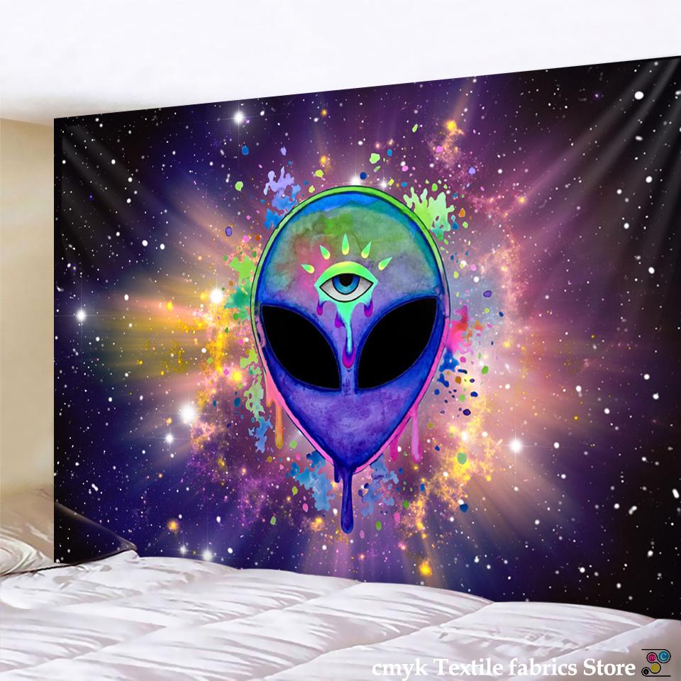 Trippy Alien By Brizbazaar Indian Tapestry Watercolor Wall Carpet Tapestry Watercolor Wall Carpet Novelty Art Decor Funny Blanke