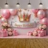 Birthday Celebration Display Pink Theme Luxury Birthday Banner Princess Birthday Backdrop Luxury