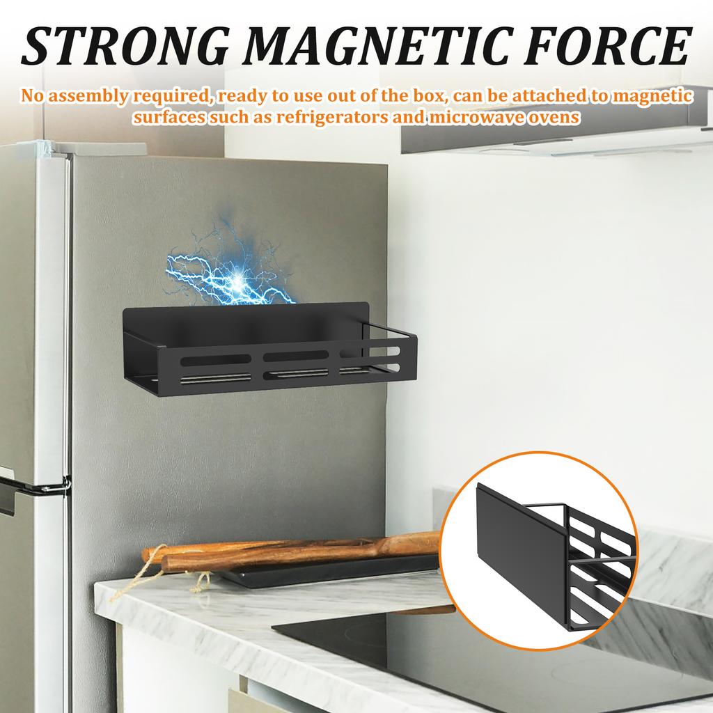 4 Stück Kühlschrank Stark Magnetisch Regal Küche Gewürz Gewürz Lagerregal Mikrowelle Kühlschrank Schrank Multifunktionaler Organizer
