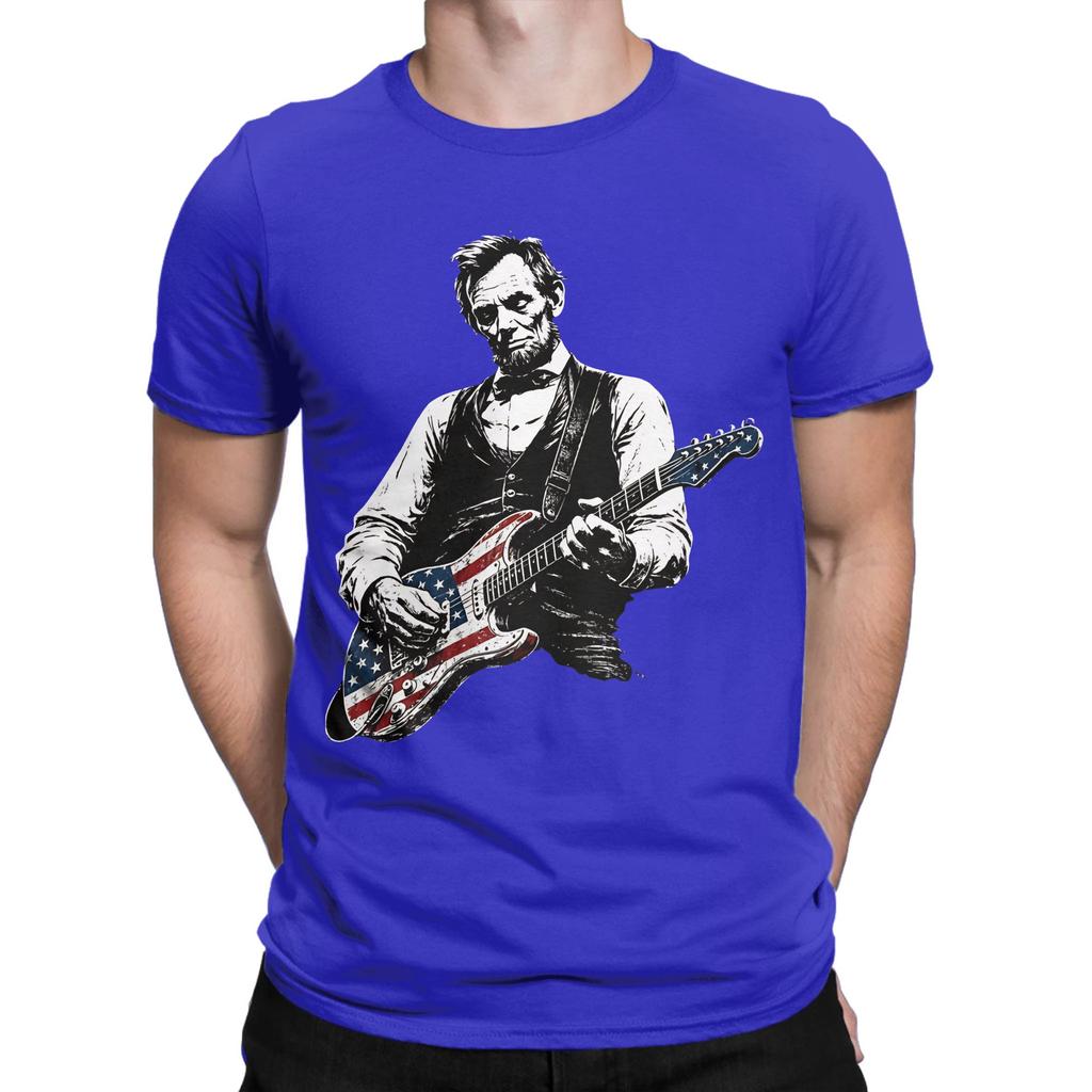 President Abraham Lincoln Playing Guitar Abe Lincoln Funny 100 Cotton Tshirt Abraham Tops Tees For Unisex