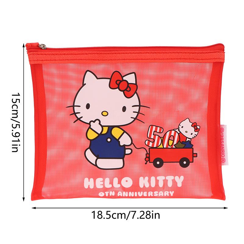 Hello Kitty Transparent Mesh Cosmetic Bag Sanrio Kt Cat Makeup Bag Travel Clutch Bag Sundry Storage Bag
