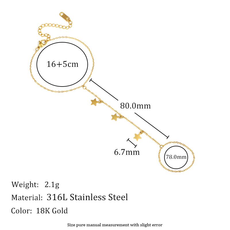 

MamacitaSlay 316L Stainless Steel Star Bracelet Ring Integrated Waterproof 18K Gold Plated Jewelry Women s Charm Ornament Gift 21cm золотий