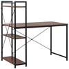 Corner Desk with Storage Industrial Design with Bookcase 3 Shelves Particle Board Walnut Look