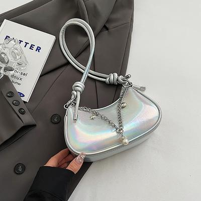 Bolsa de Braço Brilhante Colorida para Mulheres Moda Coreana Simples Corrente Bolsa de Ombro Único Verão Luxo Designer Bolsa de Mão para Festa