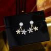 14K Real Gold Plating Korean  Fashion Jewelry Luxury Shiny Double Flower Pearl Earrings Exquisite Women's Daily Accessories