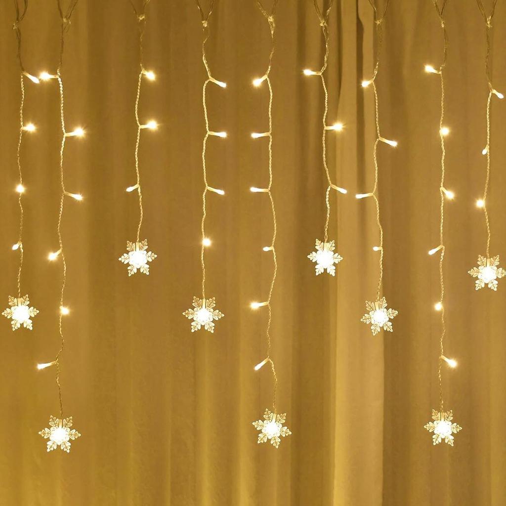 Solar Snowflake String Lights for Indoor & Outdoor Decorations