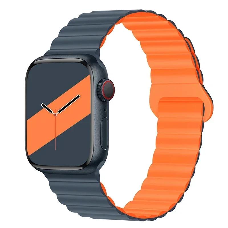 Magnetic Strap For Apple Watch Bands 45mm 38mm 49mm 40mm 42mm 41mm Silicone Sport Bracelet iWatch Series Ultra 9 6 5 7 8 Se 44mm