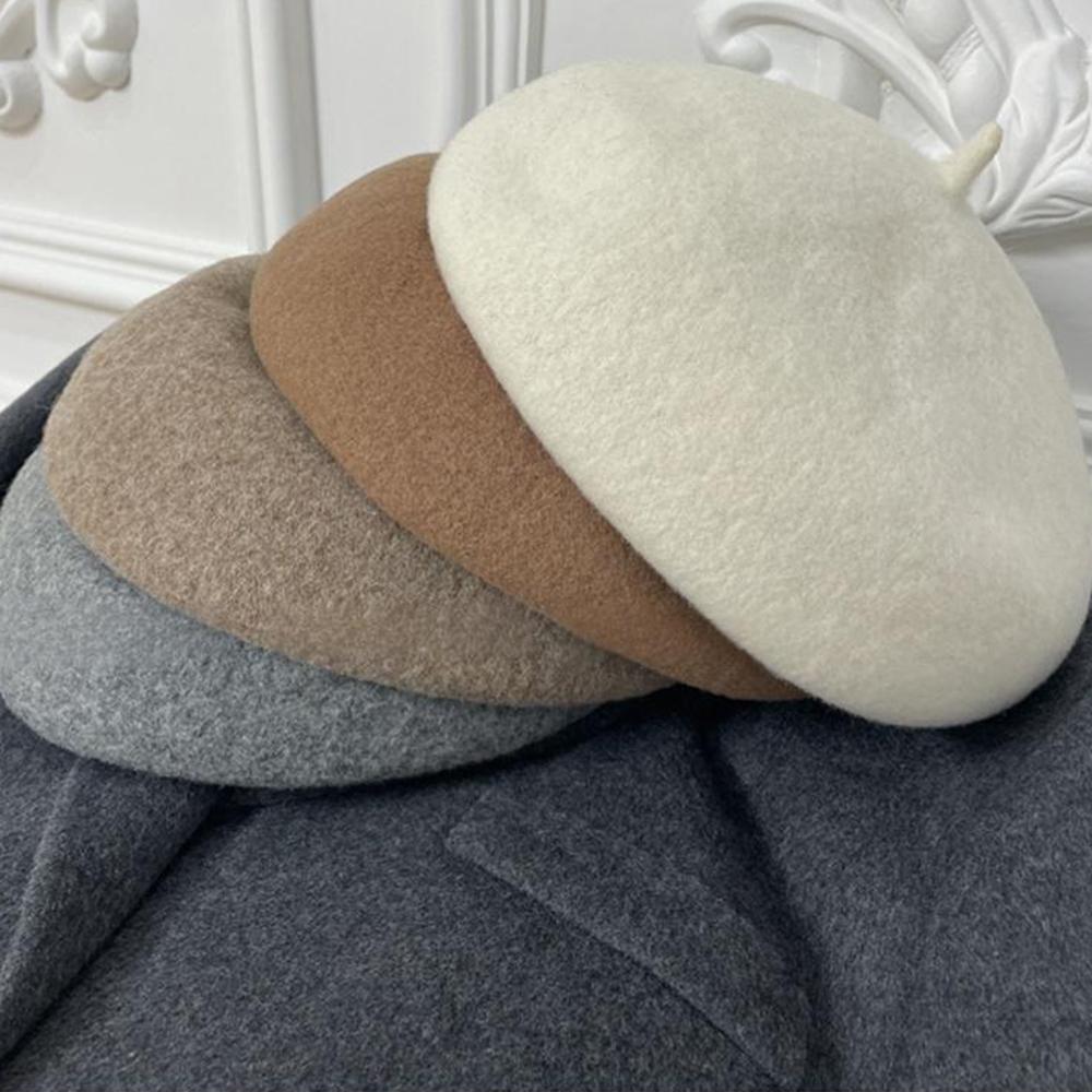 2025 Autumn Winter Women Wool Berets for Elegant Lady Versatile Female Painter Hats Solid Color Fashion Decorative Vintage Cap
