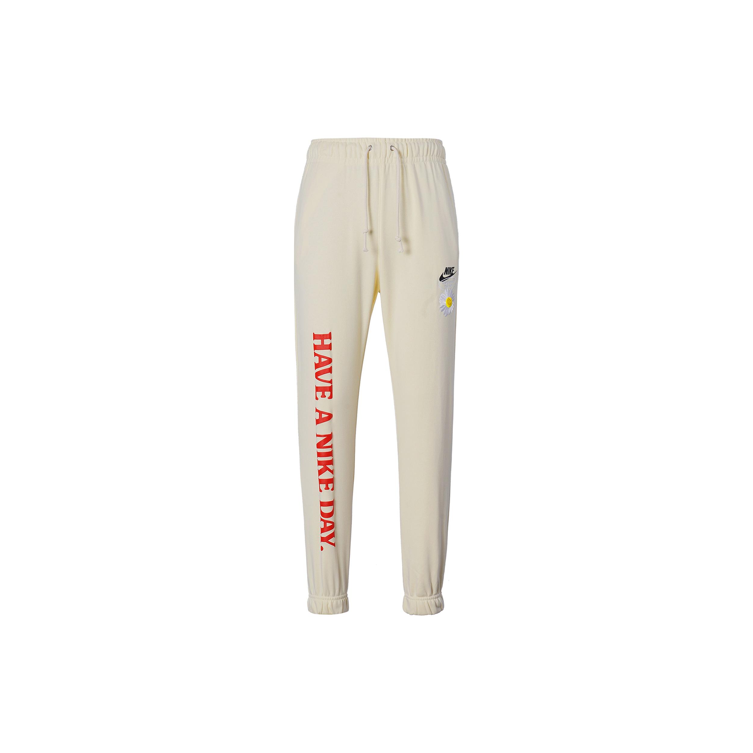 Men s Nike Alphabet Printing Daisy Sports Pants/Trousers/Joggers Creamy White DM5015-113 L