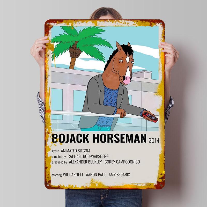

Bojack Horseman Metal Poster Customized Wall Art Retro Vintage Tinplate Signs for Apartment Decoration Room Desk Decor Wand Deko 7.9x11.8In(20x30cm)
