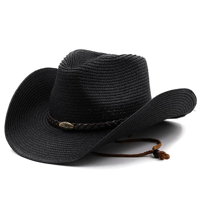 Rolled-brimmed Cowboy Straw Hat, Ethnic Style Big-brimmed Sun Hat, European, American and Western Cowboy Straw Hat, Equestrian Hat