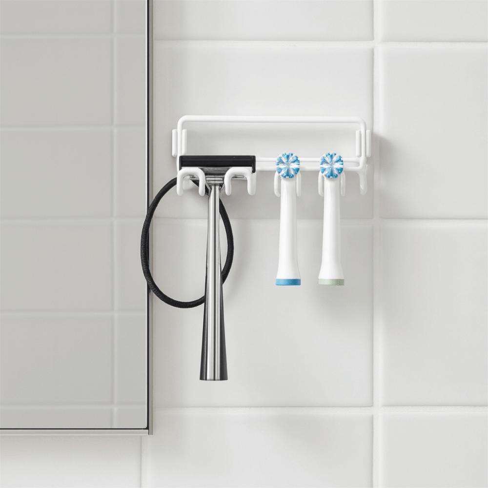 4 Slots Multi-head Toothbrush Holder Metal Wall Mounted Electric Toothbrush Holder Space Saving Self Adhesive