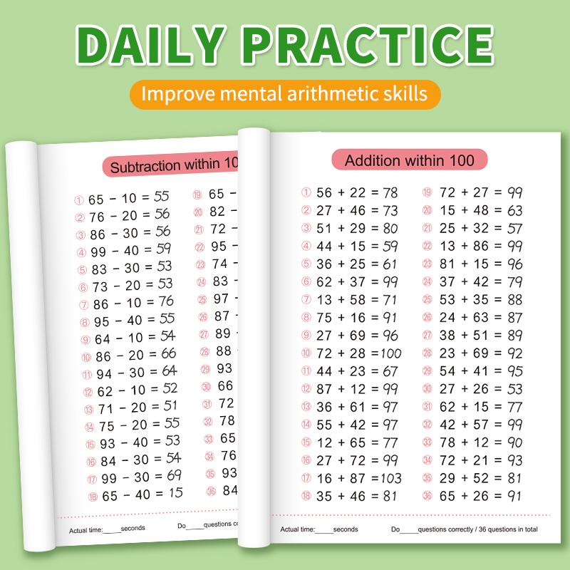 Addition and Subtraction Within 100/Comprehensive Daily Math Exercise Book Enhances Calculation Abilities Early Education Exercises Thinking