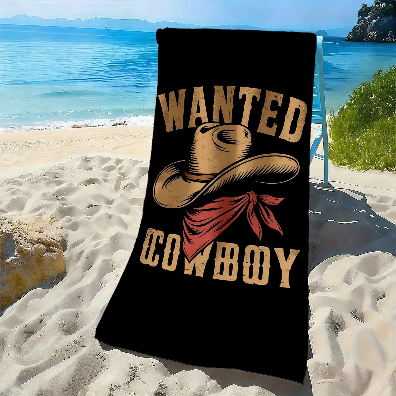 

Cowboy hat with red ribbon pattern polyester microfiber beach towel is highly absorbent, suitable for swimming and beach outings W30*H60(CM)
