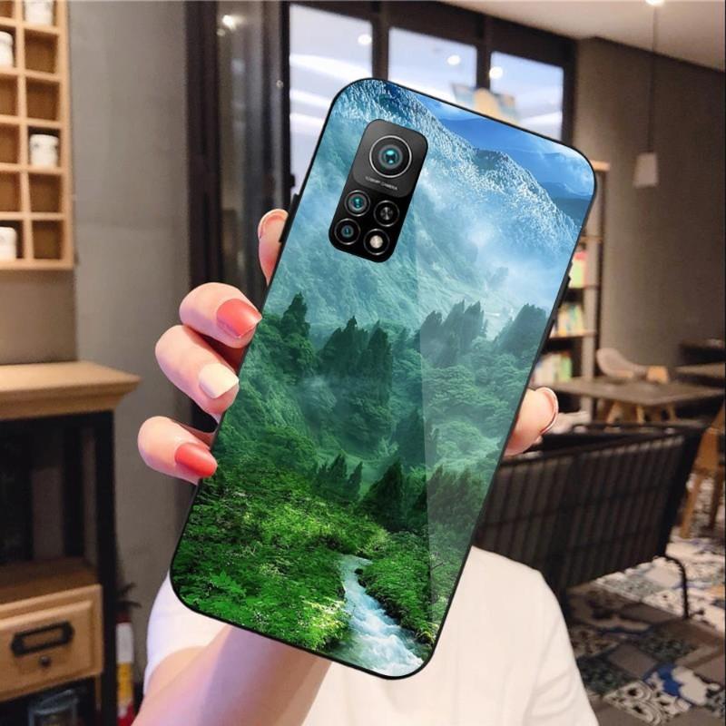 Husă Telefon Copac Pădure Munte Pentru Xiaomi 12 11T 10 9 Redmi Note 11 10 10S Pro Redmi 9 9A 8 Negru PC Sticlă Husă Telefon