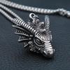 Vintage Vikings Dragon Pendant Necklace Mens 316L Stainless Steel Animal Head Biker Necklaces Punk Dragon Pendant Jewelry Gifts