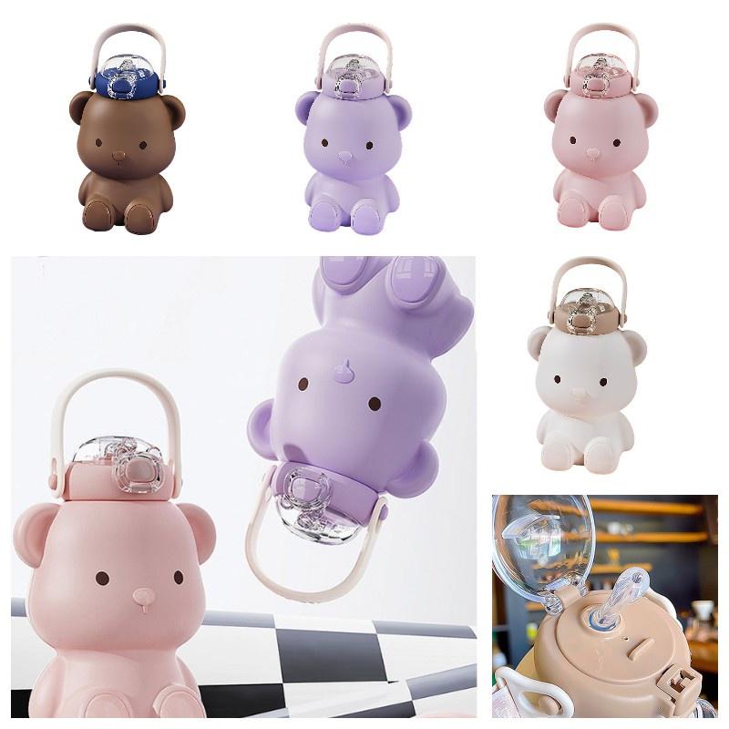 Lovely Bear Water Bottle With Strap And Handle Large Capacity Bounce Cup Perfect For Girls And Students