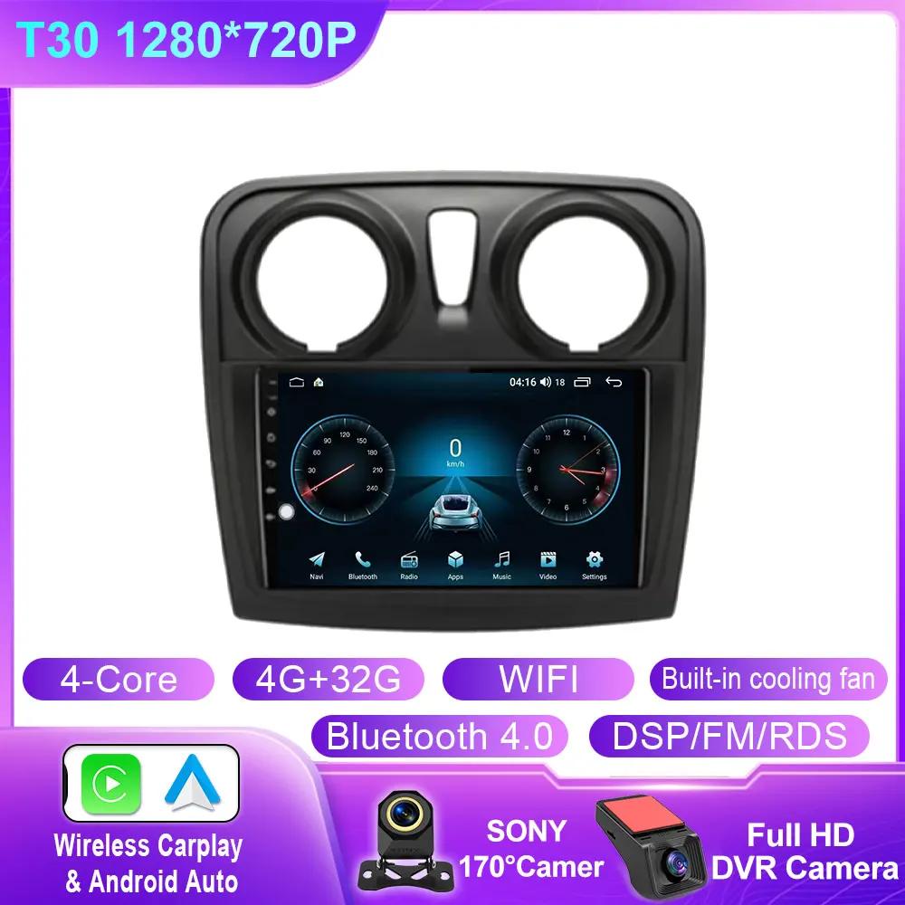 Android 14 Carplay Auto For Renault Logan 2 Sandero 2 2012 - 2016 2017 2018 2019 Car Radio Multimedia Player Stereo GPS WIFI DPS
