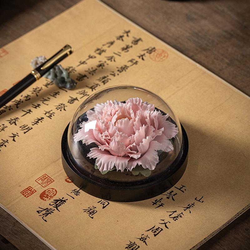 Ceramics Simulation Peony Flower Model decoration Handmade purely by hand Luxury Home Room Office Table decoration gift