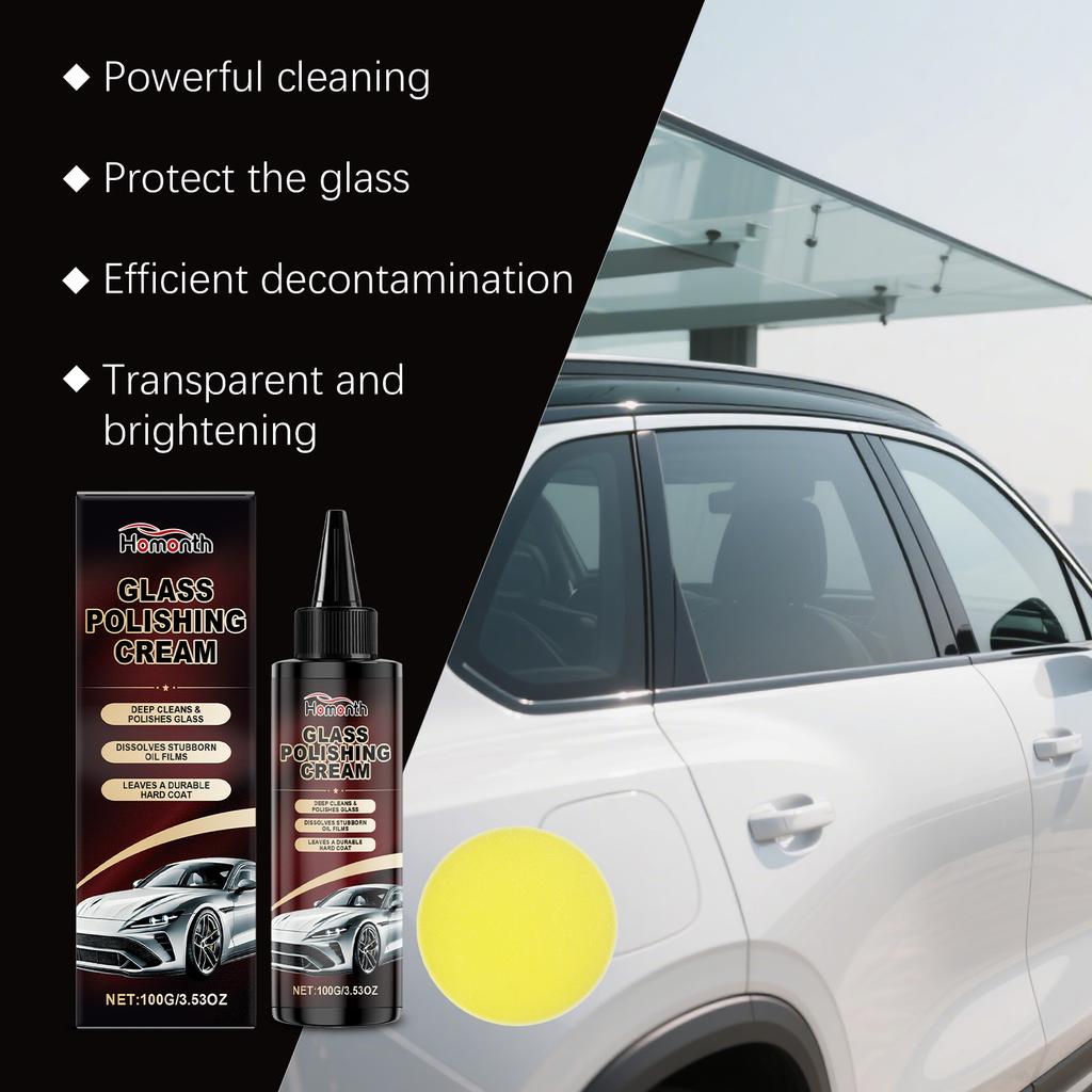 Glass Polishing Paste High Gloss Oil Film Remover for Auto Windshield Home Windows Safe Formula Long Lasting Shine Cleaner