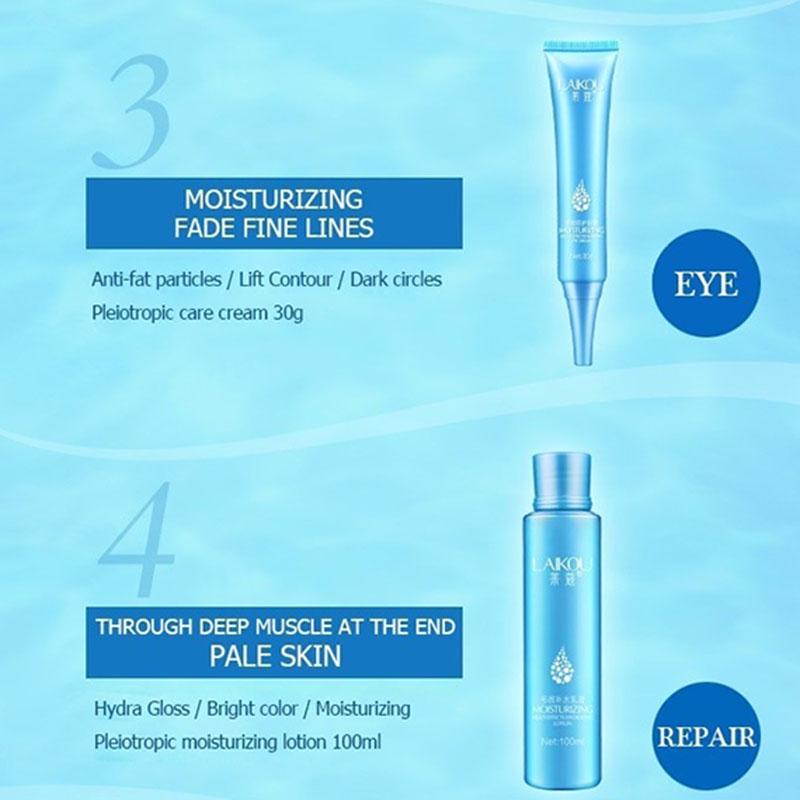Sett Moisturizing Skin Care Kit Ansiktsrens+emulsjon+øyekrem sovemaskesett Kosmetikk Hud