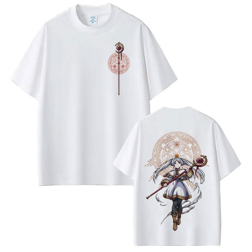 Anime Frieren Beyond Journeys End Frieren T-shirt Manga Sommar T-shirt Herr Dam Mode Kortärmad Bomull Lös T-shirt
