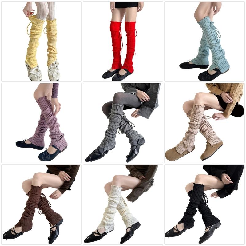 Ribbed Knit Thigh High Footless Long Socks with Button Detail Split Designs Over Knee Leg Warmers for Dance Enthusiasts