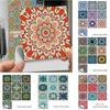 10pcs/set Mandala Style Crystal Hard Tiles Ceramics Wall Sticker Kitchen Wardrobe Decor Art Mural & Stick Wall Decals