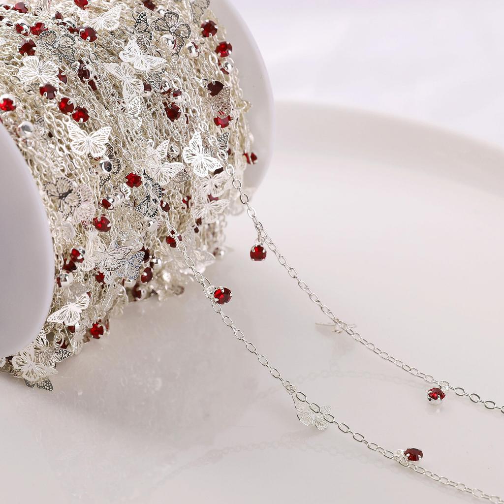 Chaîne Papillon Couleur Cuivre Diamant Rouge Pour Fournitures de Fabrication de Bijoux