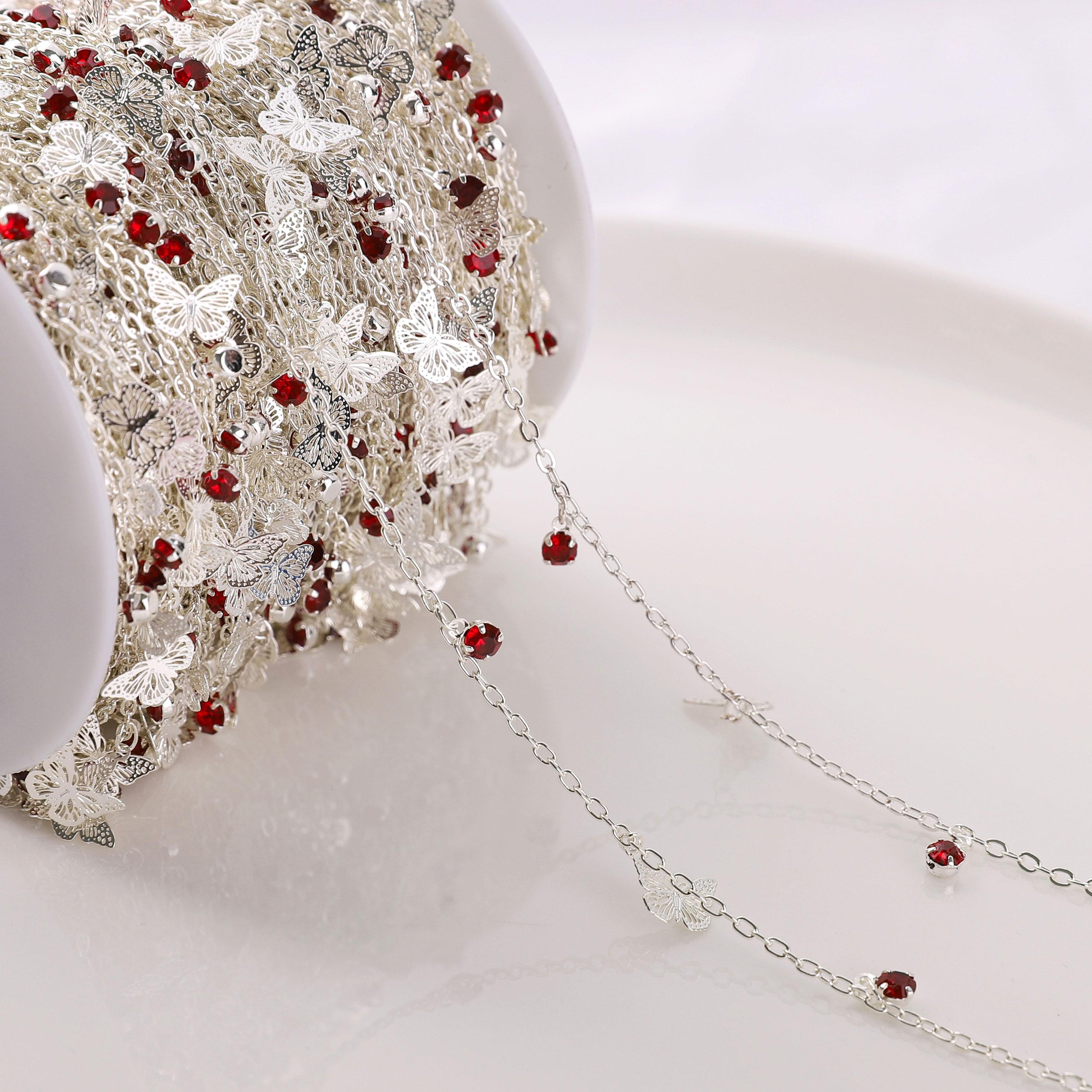 

Цепочка «Красный бриллиант» цвета меди с бабочками для изготовления ювелирных изделий 50cm серебряный