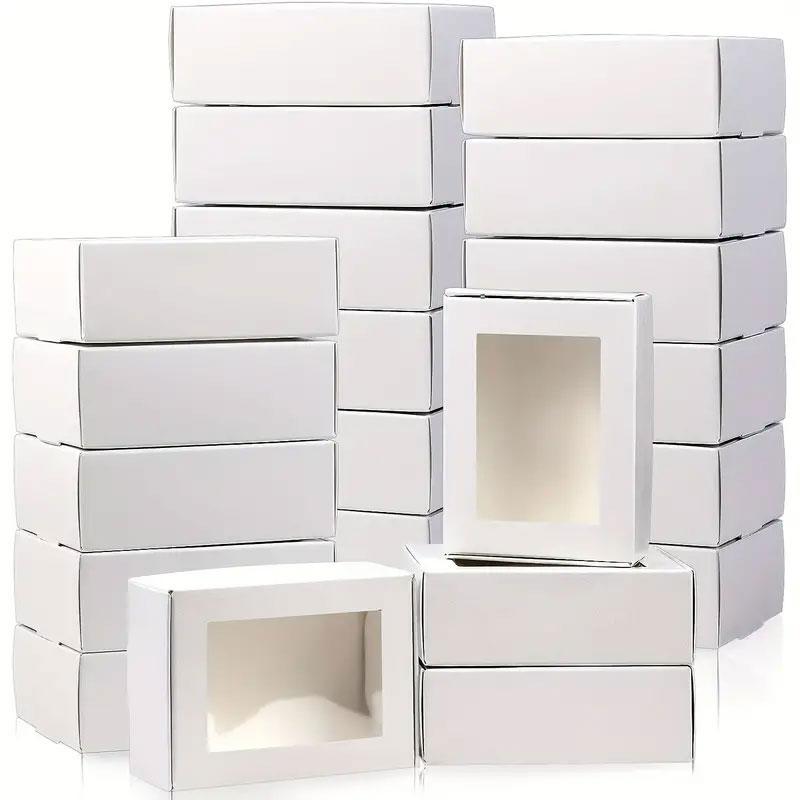 20 50 Stuks Kraftpapier Snoepdozen Met Doorzichtig PVC Raam Voor Bruiloft Kerst Babyborrel Chocolade Zeep Cadeauverpakking 8.5x6x3cm&20pcs