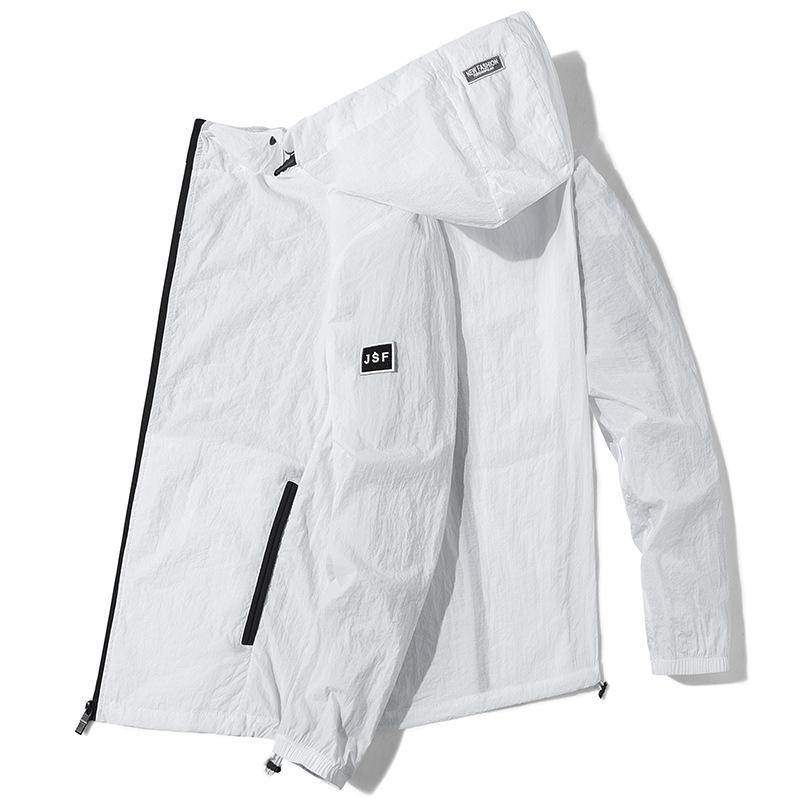 

Солнцезащитная одежда Мужская кожаная тренчкот Летняя корейская версия Модная прозрачная куртка Тонкое пальто 5XL белый