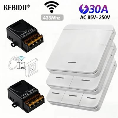 Drahtloser EIN AUS Schalter RF 433 Modul Fernbedienung Lichtschalter 1/2/3 Gang Wandschalter 30A 110V 220V Für Zuhause Schlafzimmer LED-Licht