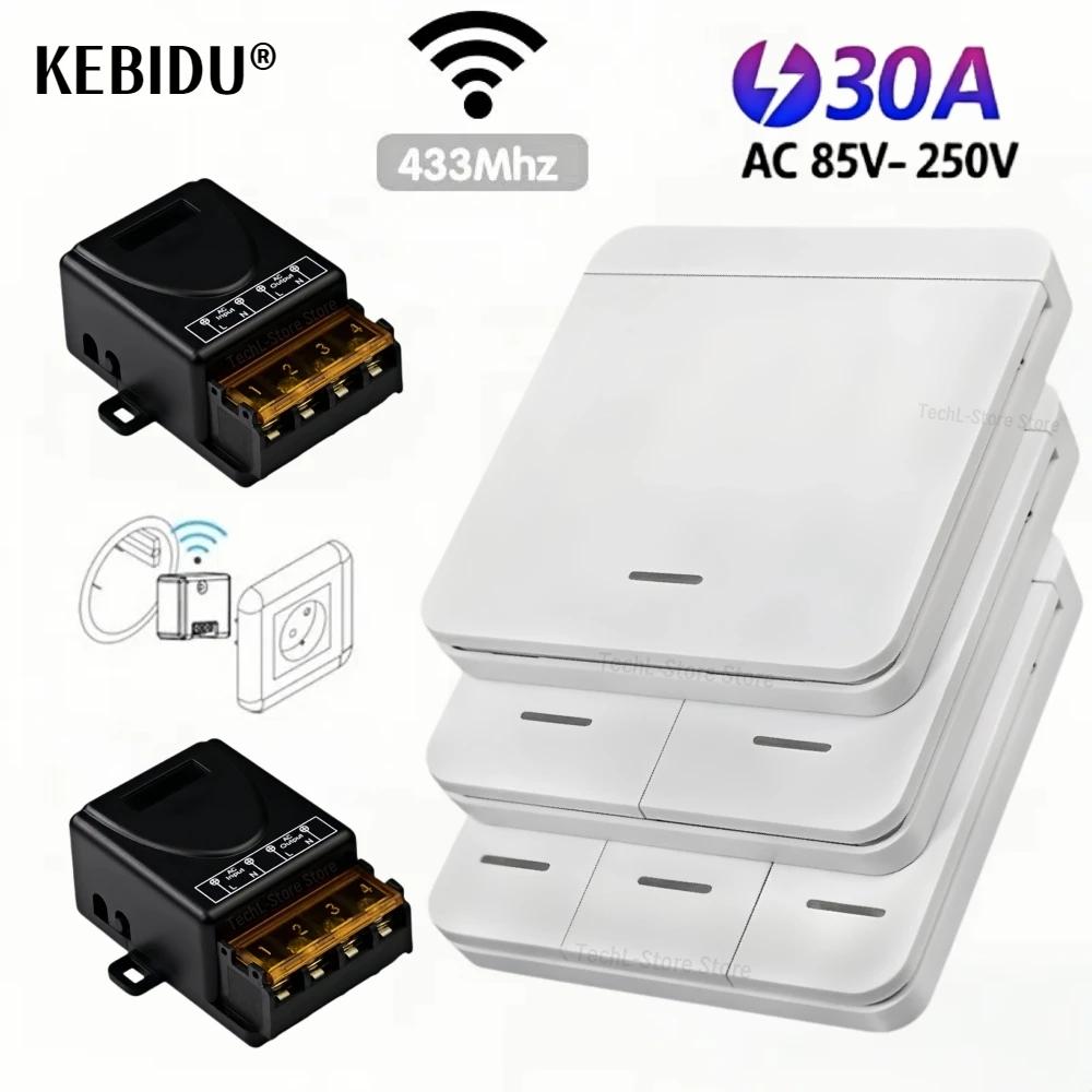 Wireless ON OFF Switch RF 433 Module Remote Control Light Switch 1/2/3 Gang Wall Switch 30A 110V 220V For Home Bedroom Led Light