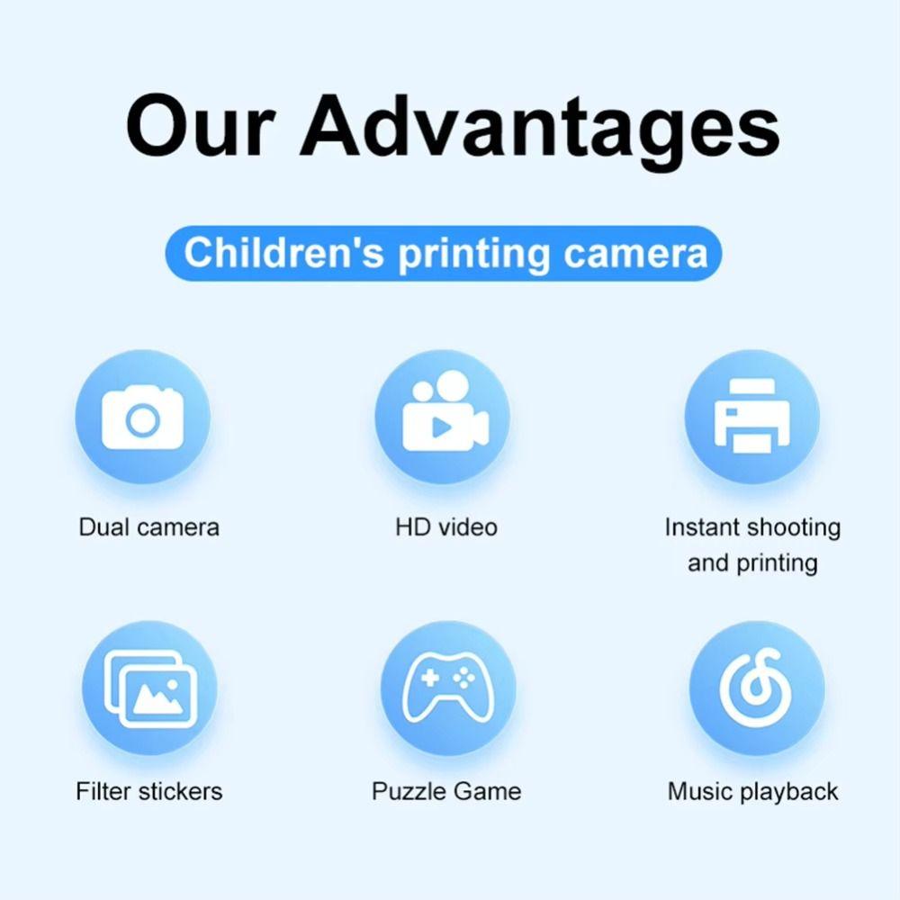 Dual Lens Children Digital Camera 24 Inch HD Screen Photo Thermal Printer Boys