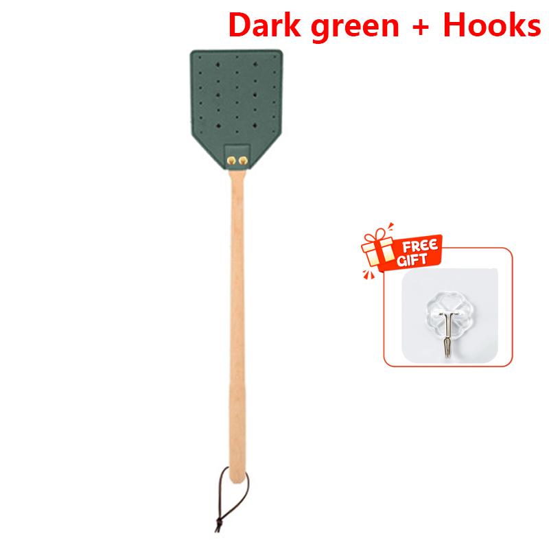 

Solid Wood Fly Swatter Extended Wooden Handle Household Mosquito Repellent Swatter Thickened And Durable leather Fly Swatter