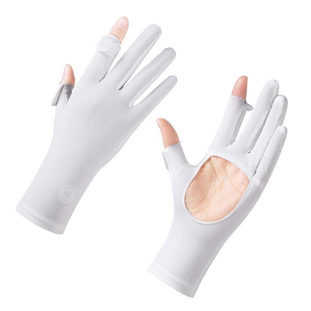 UV Protection Summer Sunscreen Gloves Thin Ice Silk Sun Protection Gloves Slip Resistant Elastic Anti-UV Mittens Women Girls