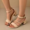Summer Fashion Women's Sandals Medium High Heel Outdoor Sandalias Elegant Wedding Shoes Bridal Buckle Strap Gladiator Sandals