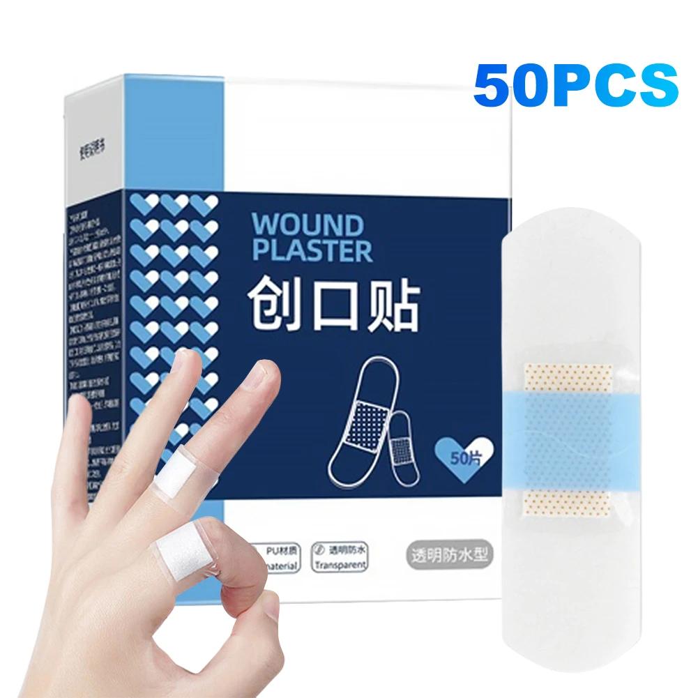 50/120pcs PU Transparent Waterproof Band Aid Adhesive Medical Strips Wound Plaster for Sports Bathing Protective First Aid