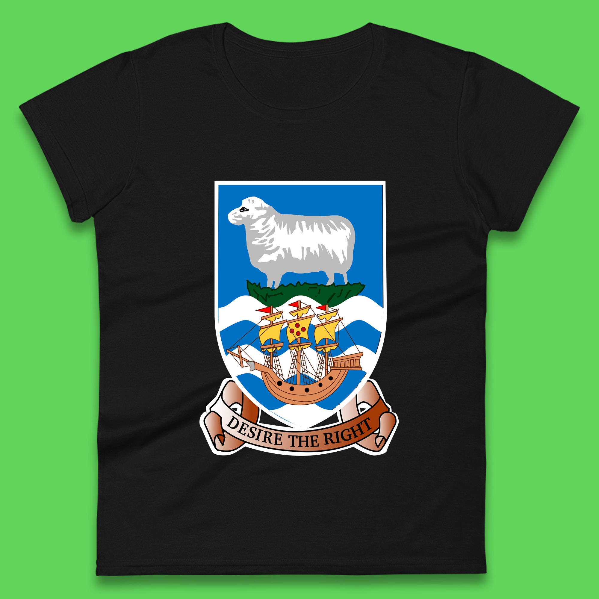 Coat Of Arms Of The British Overseas Territory Falkland Islands Coat Of Arms Of The Falkland Islands Flag Womens Tee T Shirt Mens Tops Unisex Top 4XL
