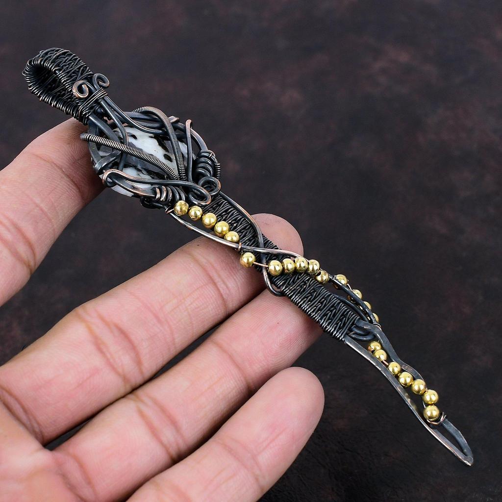 Weißer Büffel Türkis Anhänger Kupferdraht umwickelter Anhänger Handgefertigter Anhänger Kupferschmuck Edelsteinanhänger Einzigartiger Schlüssel Schmuck Geschenk für Sie