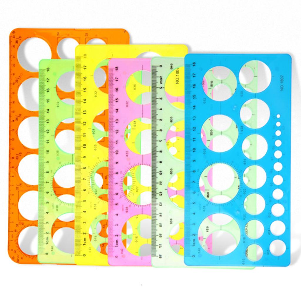10 Pcs Multifunctional Ruler Quilling Tool Circle Template Measuring Geometric Ruler Shape Stencil Round Hole Ruler Tool