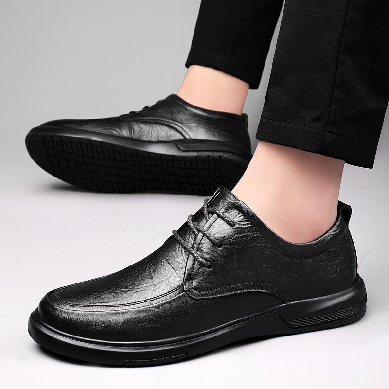 New Business Leather Casual Lace Up Oxford Shoes for Men’s Comfortable Anti-Slip Outdoor Slip On Sneakers Fashion Retro Leisure