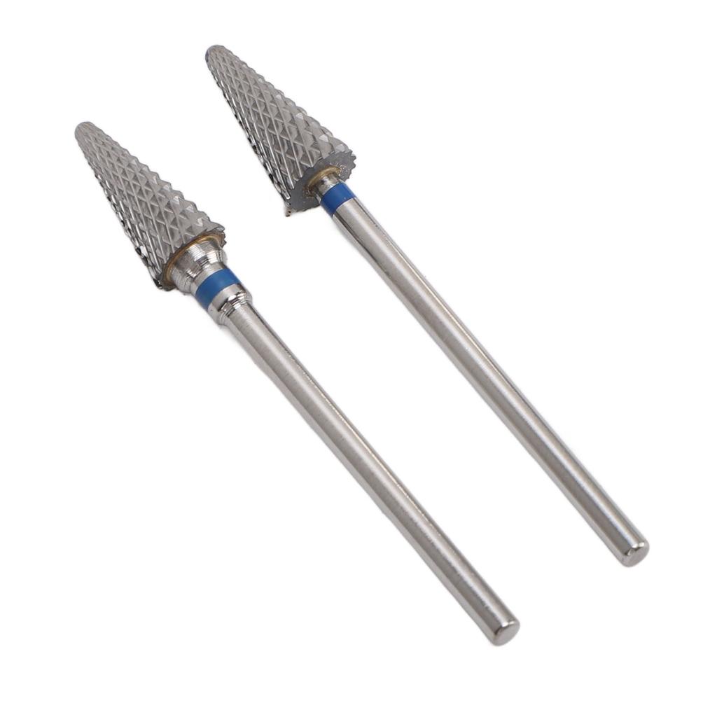 2pcs Tungsten Tapered Nail Drill Bit Rotary Cuticle Removal Manicure Pedicure Tool Cone Shaped Nail